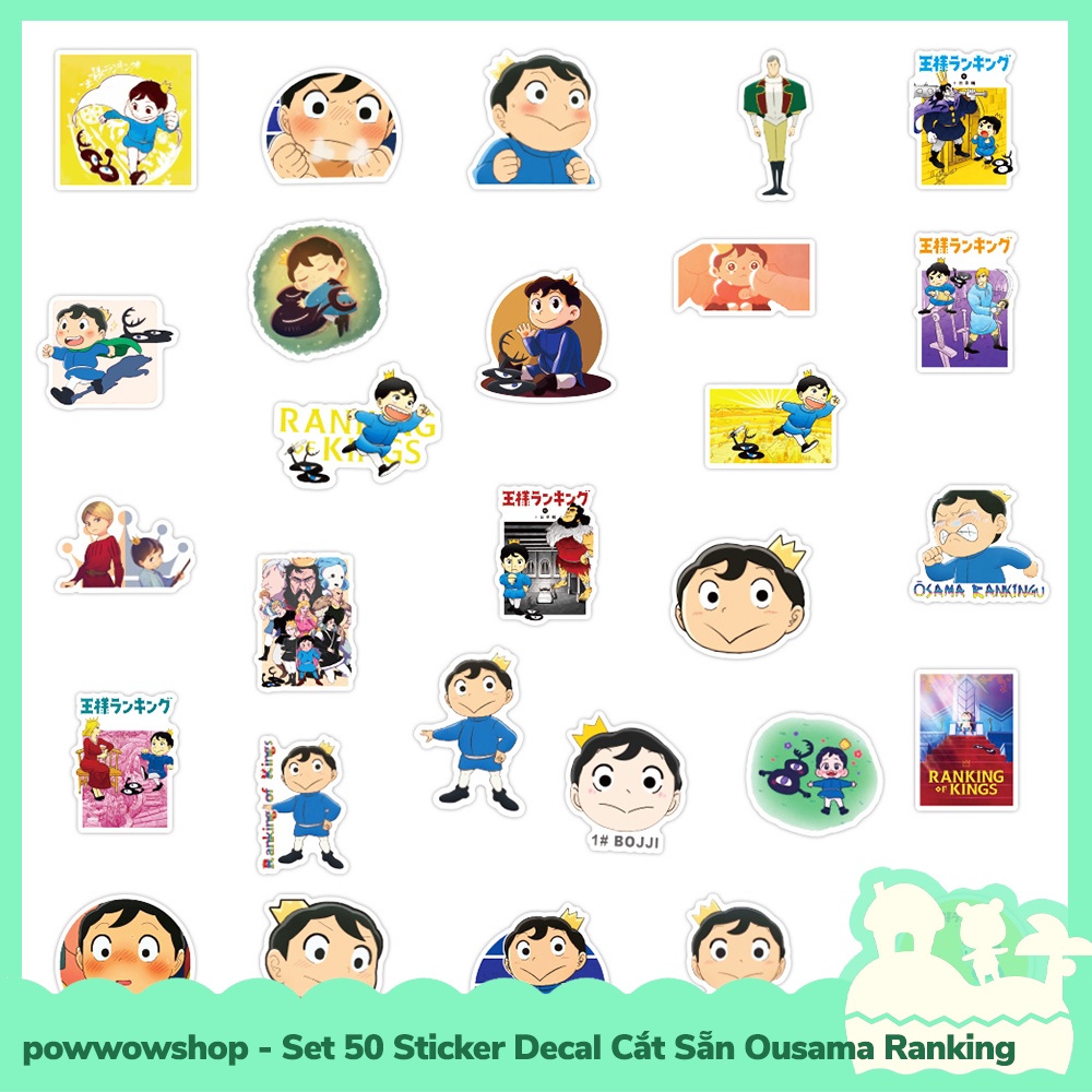 [Sẵn VN - Hỏa Tốc] Set 50 Mini Sticker Decal Dán Trang Trí Mẫu Nhân Vật Anime Manga Ousama Ranking, Ranking Of Kings