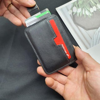 Ví card da thật, ví thẻ dây rút ch107 - 100% da bò thật, bh 3 năm