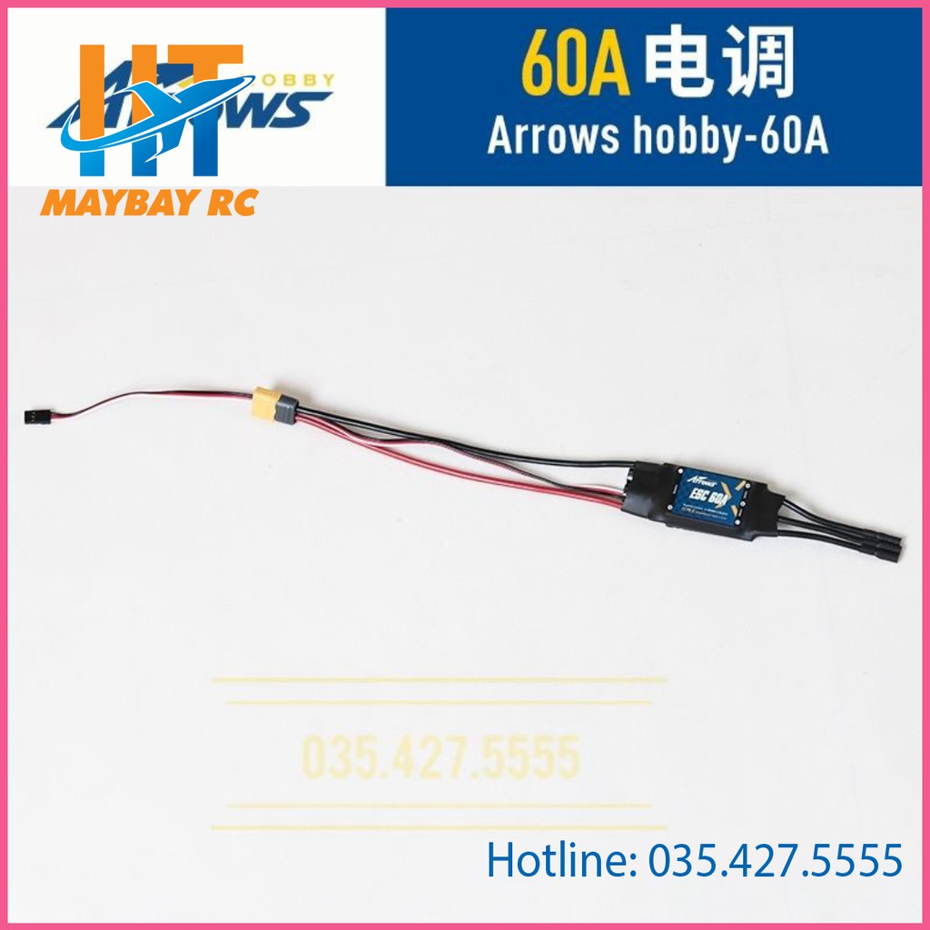 [Mã LIFE0503TOYS1 giảm 10% đơn 150k] ESC Không Chổi Than Arrows hobby 60A 2s- 6s XT60.