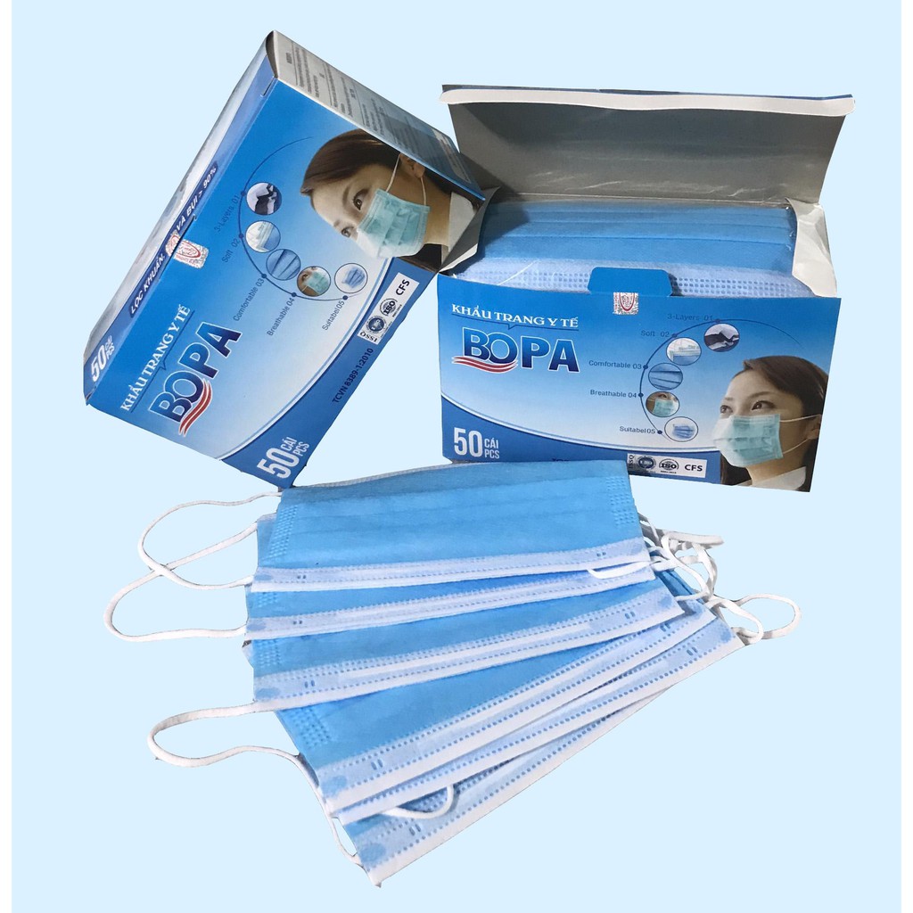 COMBO 50 CÁI (1 hộp) Khẩu Trang Y Tế MASKS BOPA Cao Cấp Loại 4 Lớp - hàng chuẩn công ty