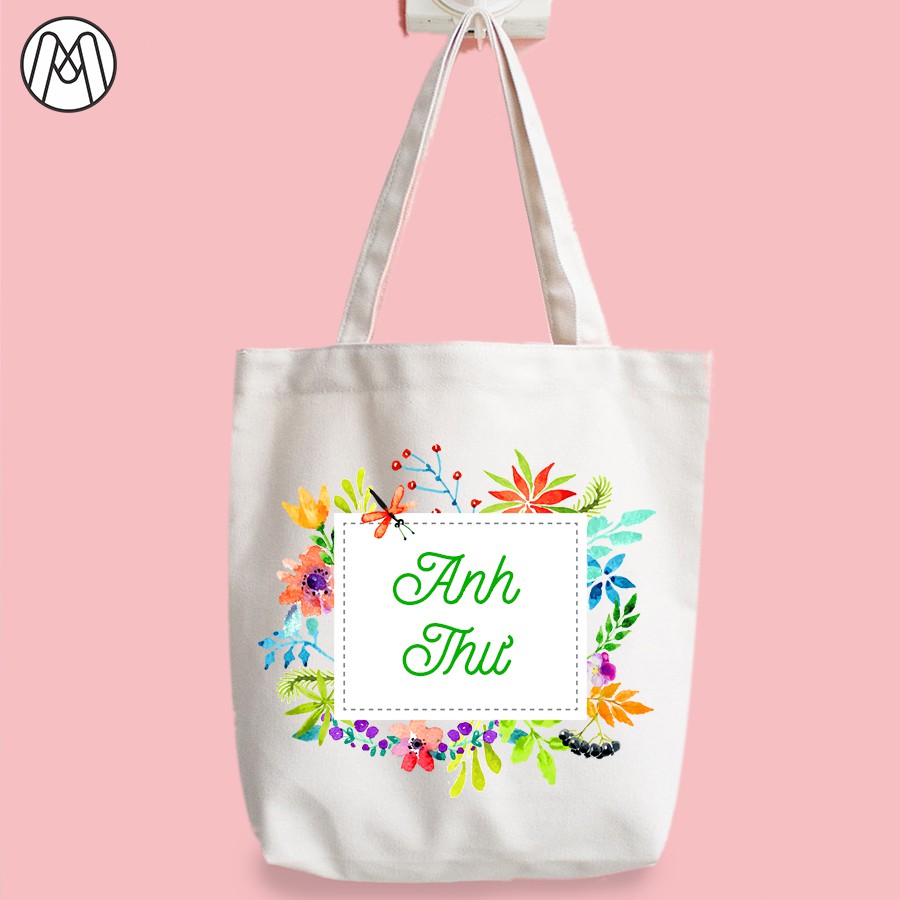 Túi vải canvas tote genz trơn đeo vai đi học giá rẻ in hình theo yêu cầu chất vải mềm mịn dày dặn