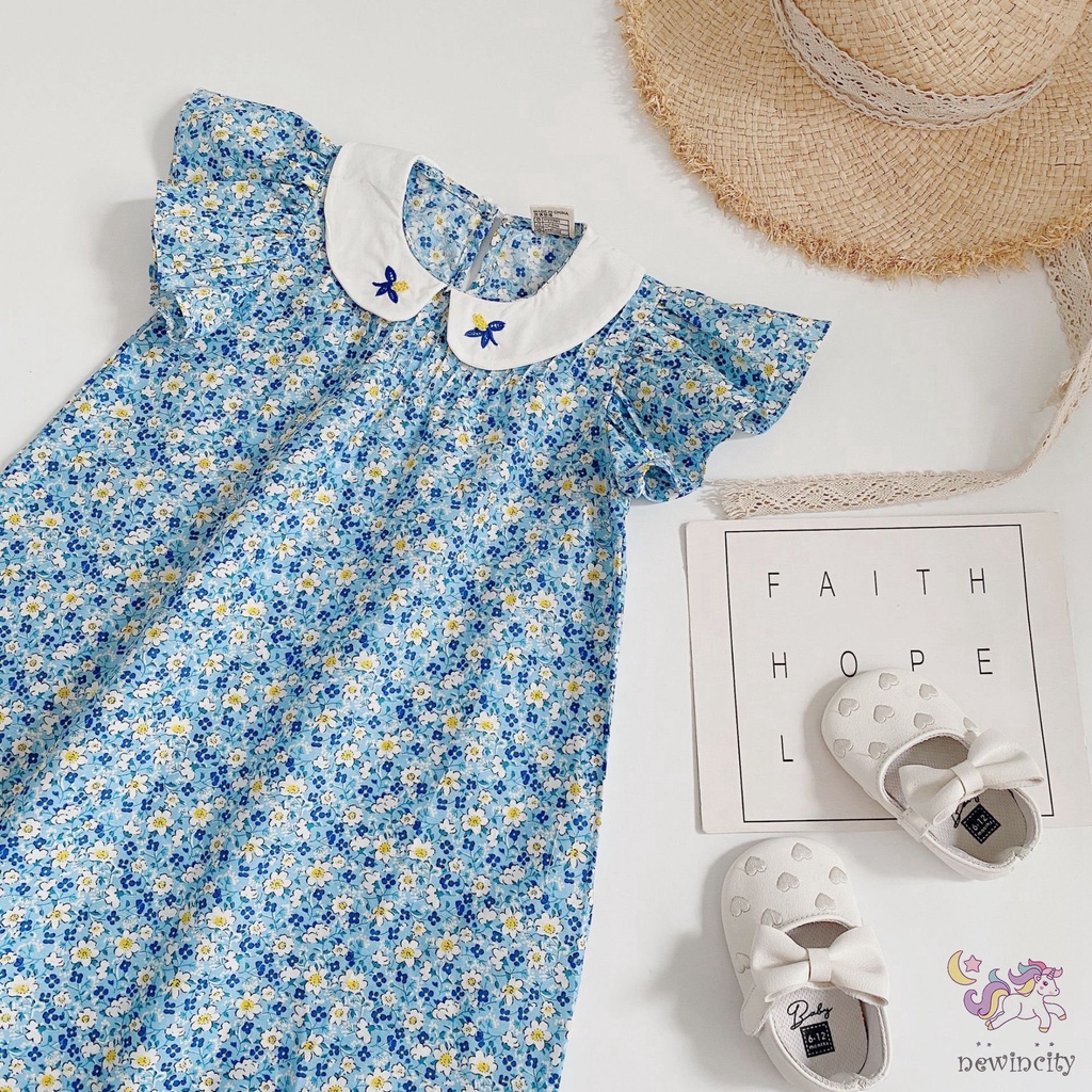 Đầm Bé Gái Thêu Hoa Phong Cách Hàn Quốc