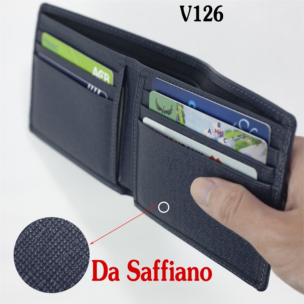 Ví nam da saffiano cao cấp V126 - Da Thật - Bh24 tháng