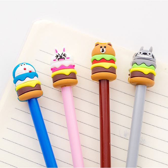 Bút Viết Hình Nhân Vật Hoạt Hình Doraemon / Gấu / Torororo / Bánh Hamburger / Hamburger Độc Đáo Xinh Xắn