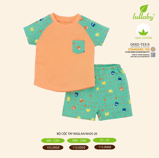 Bộ cộc tay lullaby mẫu hè mới 2020 cài vai chui đầu cho bé