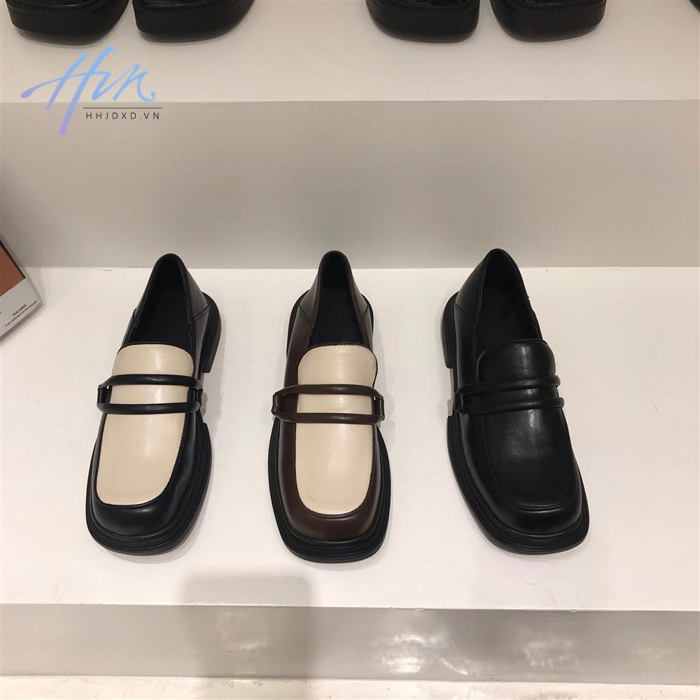 Lun Giày Lười Tăng Chiều Cao Bằng Da Mùa Hè 2021 Phong Cách Mới Cho Nữ