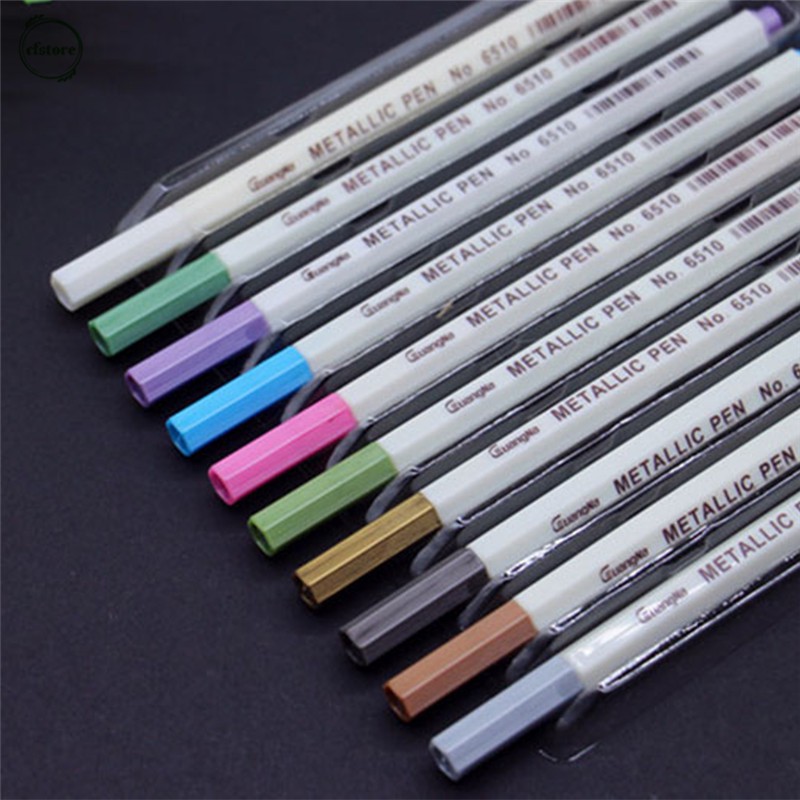 Set 10 bút lông màu ánh kim trang trí sổ tay