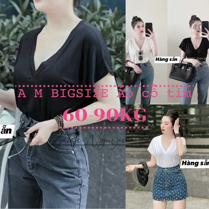 60-90KG A M BIGSIZE Áo cổ tim siu mát Basic M80