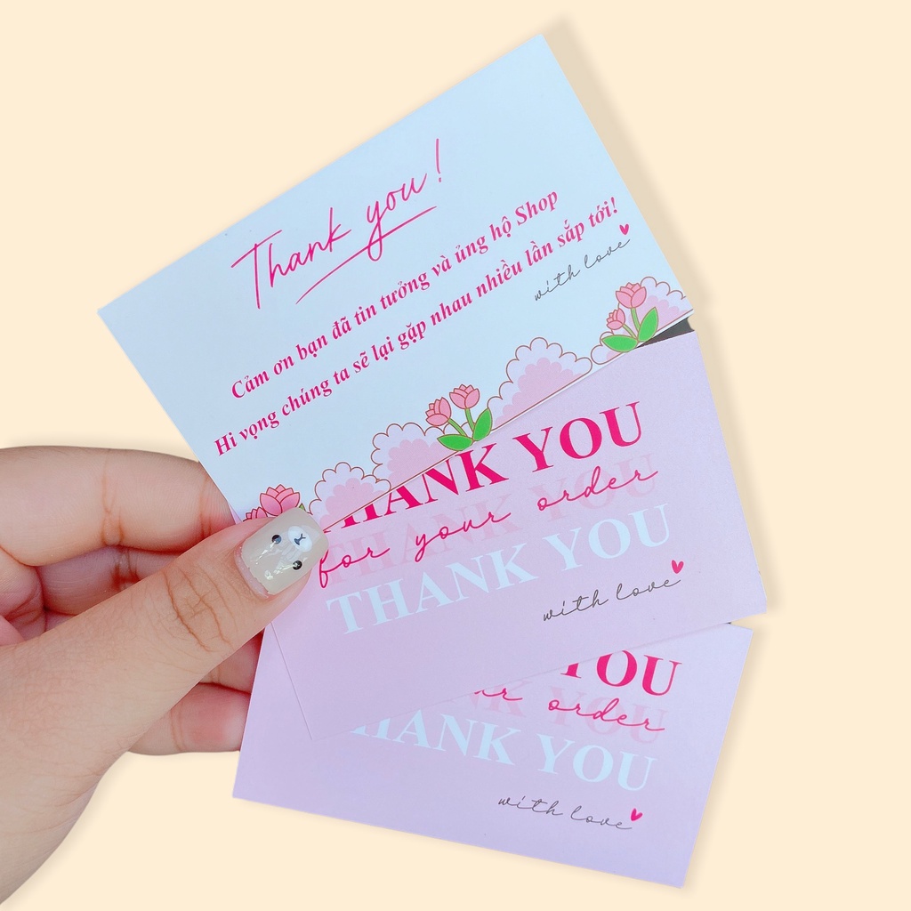 [Clip thật] COMBO 100 Card cám ơn, thiệp cảm ơn hoặc Thank you card dành riêng cho shop bán hàng dùngđể tặng khách hàng