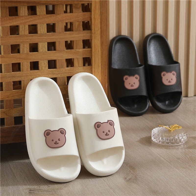 ❌HÀNG NHẬP KHẨU❌Dép quai ngang unisex hình gấu thời trang ulzzang bánh mỳ độn đế 4 cm siêu êm siêu nhẹ siêu êm A110 Warm