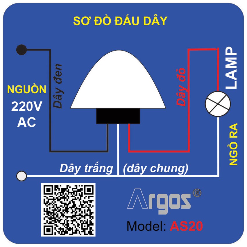 Công tắc cảm biến ánh sáng Argos AS-20, 12V DC Và 220V AC - 10A, 1000W