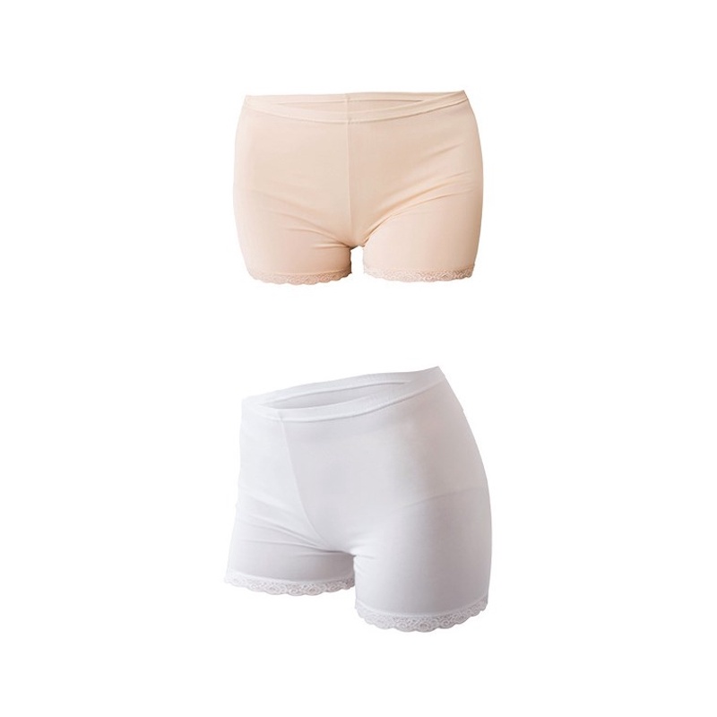 Quần Lót Lụa Lạnh Mỏng Màu Trơn Viền Ren An Toàn Không Đường May Chống Chafing U Cho Nữ