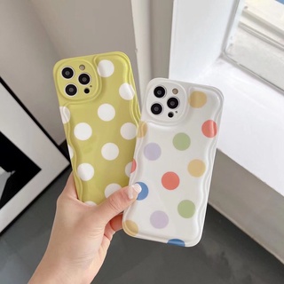 Ốp Điện Thoại Họa Tiết Mặt Cười Chấm Bi Màu Xanh Lá Matcha Thời Trang Cao Cấp Cho Apple 12pro 13promax Apple 12 11