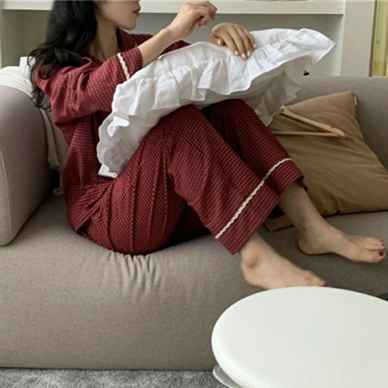 Bộ ngủ / mặc nhà pijama caro dài ulzzang order