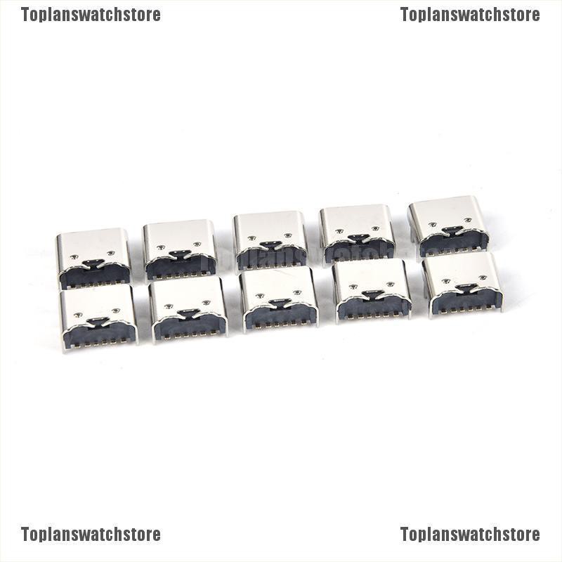 Set 10 Đầu Nối Ổ Cắm Usb 3.1 Type C 6Pin PCB Chất Lượng Cao