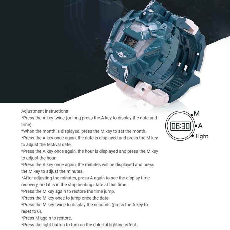 Đồng Hồ Đeo Tay Điện Tử 2 Trong 1 Hình Robot Phát Sáng Dành Cho Trẻ Em