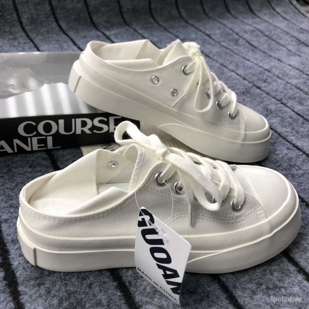 Giày Thể Thao Vải Canvas Trắng Đế Dày Thời Trang Mùa Hè Năm 2021 Cho Nữ