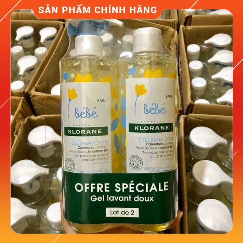 Set 2 chai sữa tắm gội cho bé Klorane Bebe 500ml của Pháp