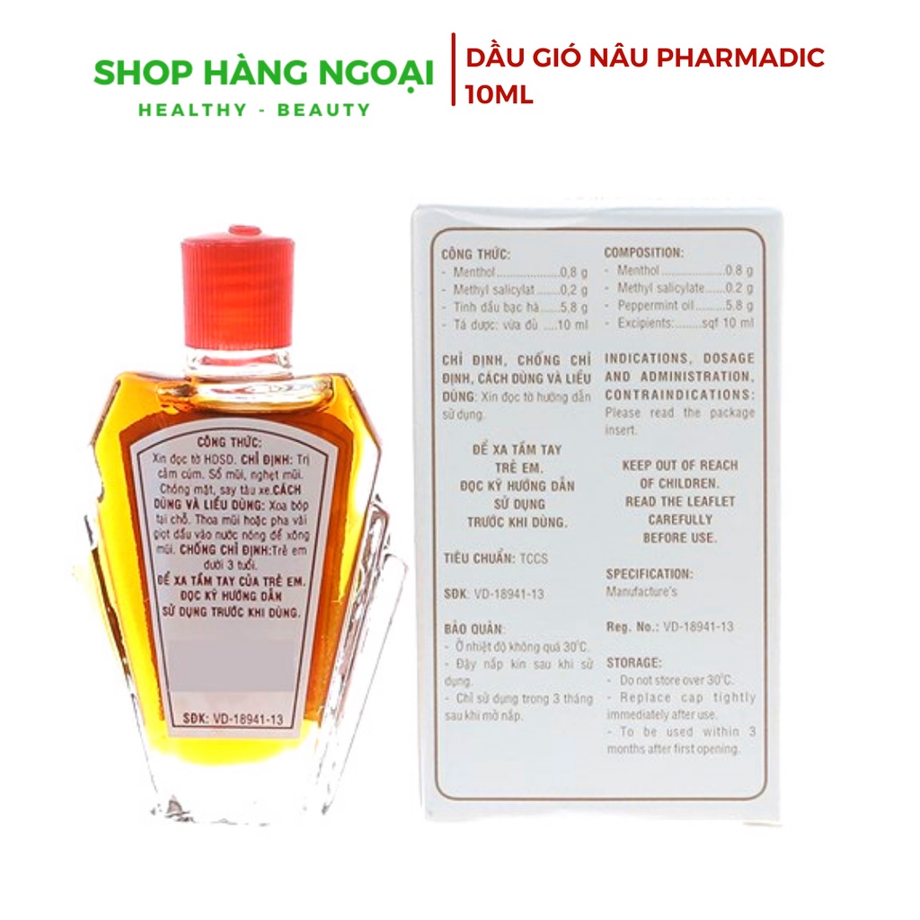 Dầu gió nâu 10ml Pharmedic