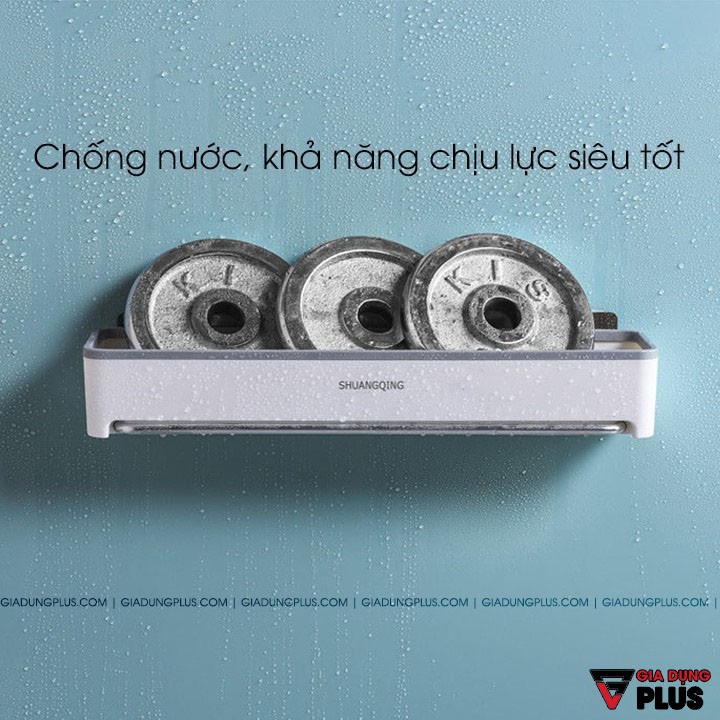 Kệ chữ nhật dán tường cao cấp, đa năng cho phòng tắm, nhà bếp / không cần khoan tường ShuangQuing (SQ-5255)