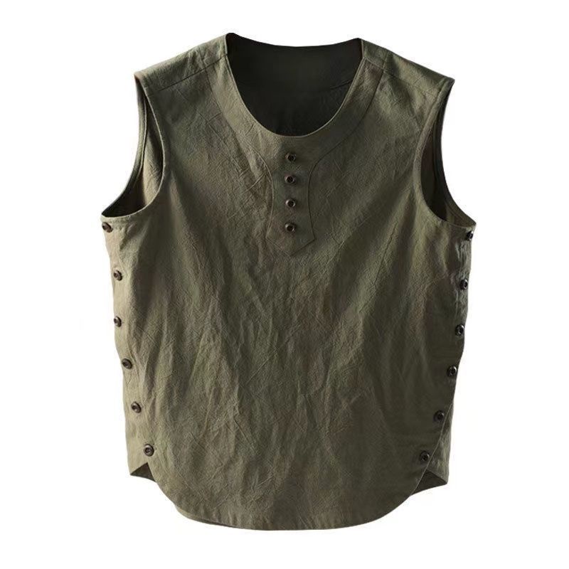 Áo Thun Cotton Lanh Mỏng Sát Nách Cổ Tròn Dáng Rộng Thời Trang Mùa Hè 2022 Cho Nam