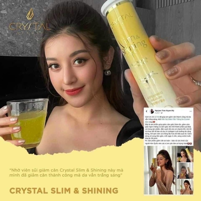 Viên sủi Crystal Slim Shining Tablet hỗ trợ tan mỡ & giảm cân - trắng da hộp 18 viên