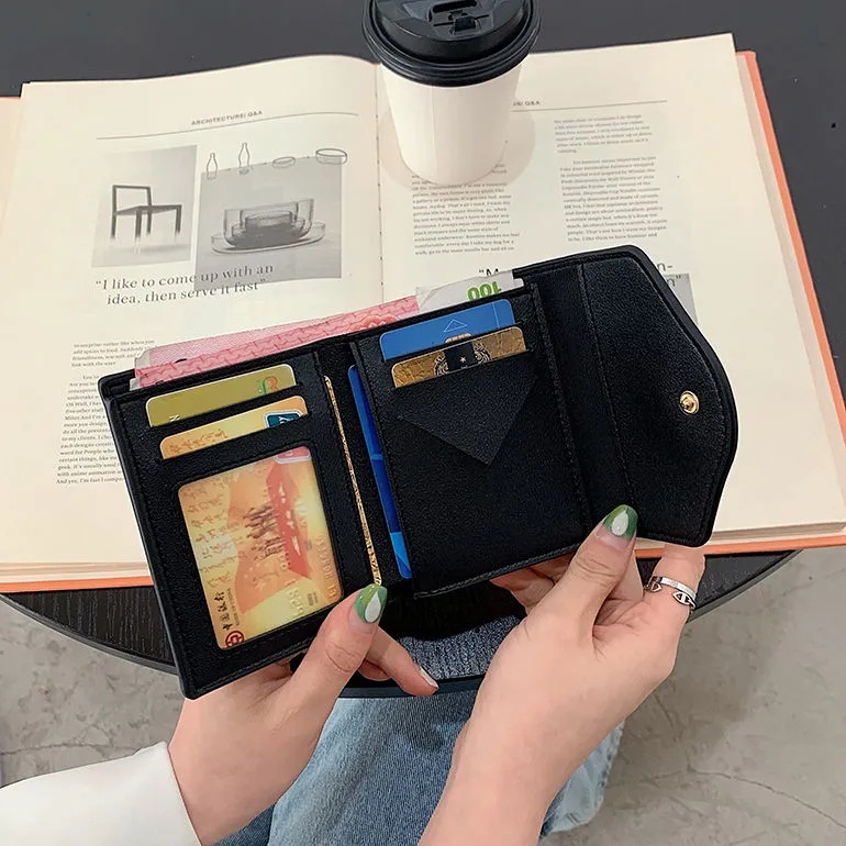 Ví Ngắn Kẻ Sọc Ca Rô Chất Liệu Canvas Phong Cách Retro kf051