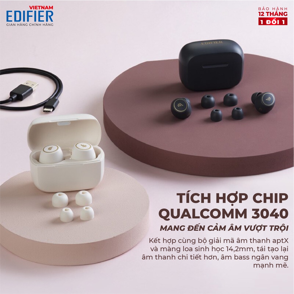 Tai nghe Bluetooth 5.2 EDIFIER TWS1 PRO - Thời gian phát 42h - Chống nước IP65