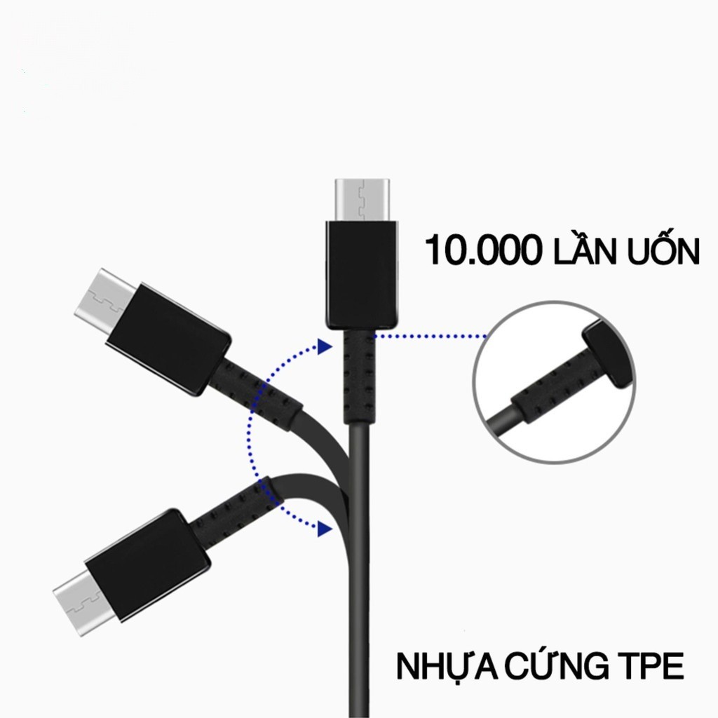 Cáp sạc USB Type C hỗ trợ sạc nhanh cho tất cả các dòng điện thoại Android có chuẩn kết nối USB Type C