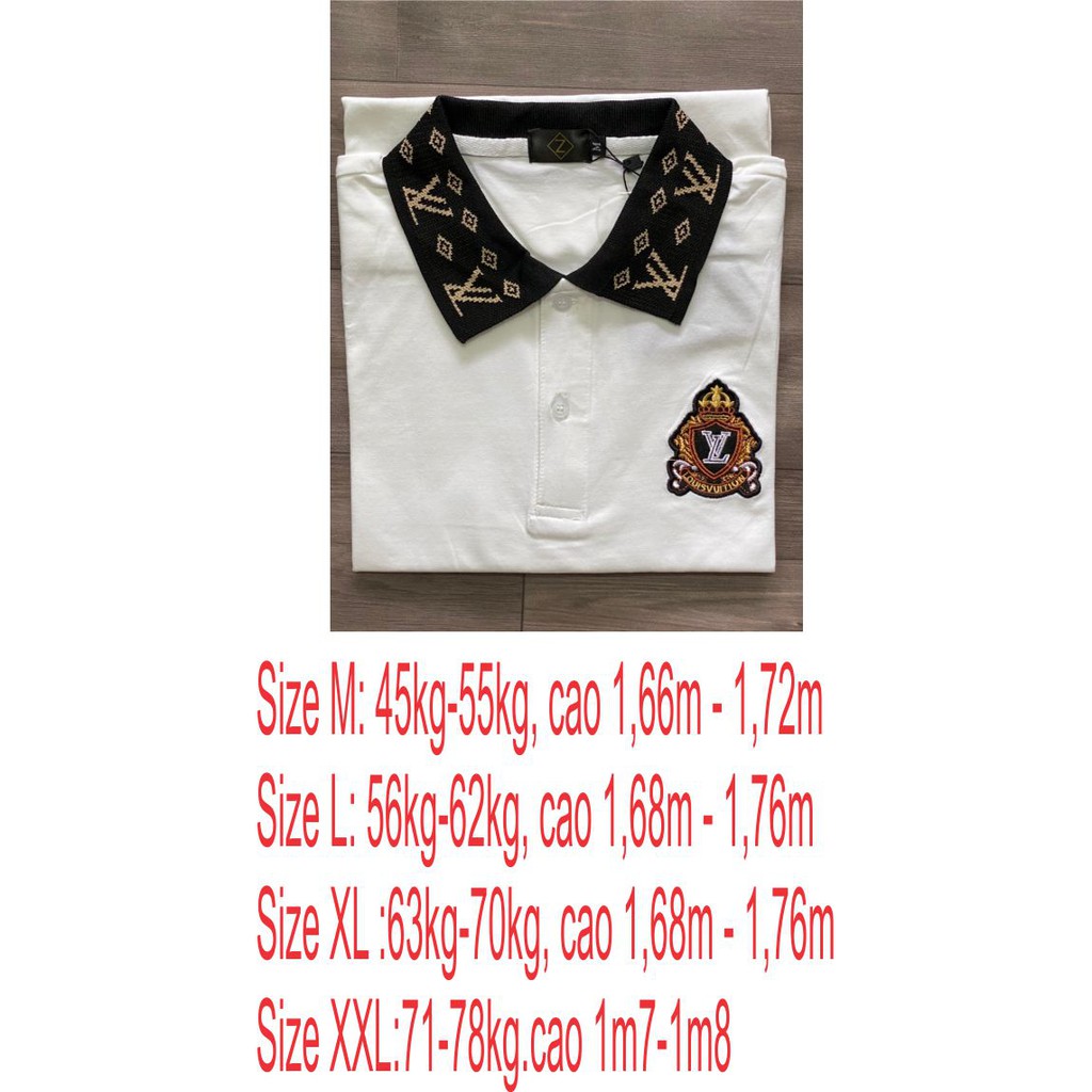 Áo thun nam polo giá rẻ cổ trụ thêu logo LV đẹp cotton co dãn 2 màu AHFASHION