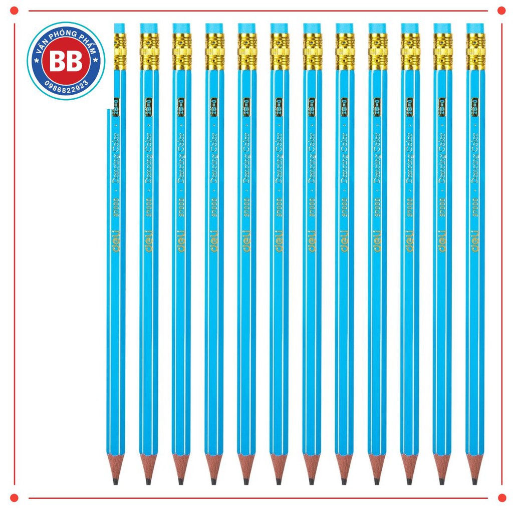 DELI - 37000 Bút chì lục giác 2B, bút chì gỗ học sinh giá rẻ CHÍNH HÃNG