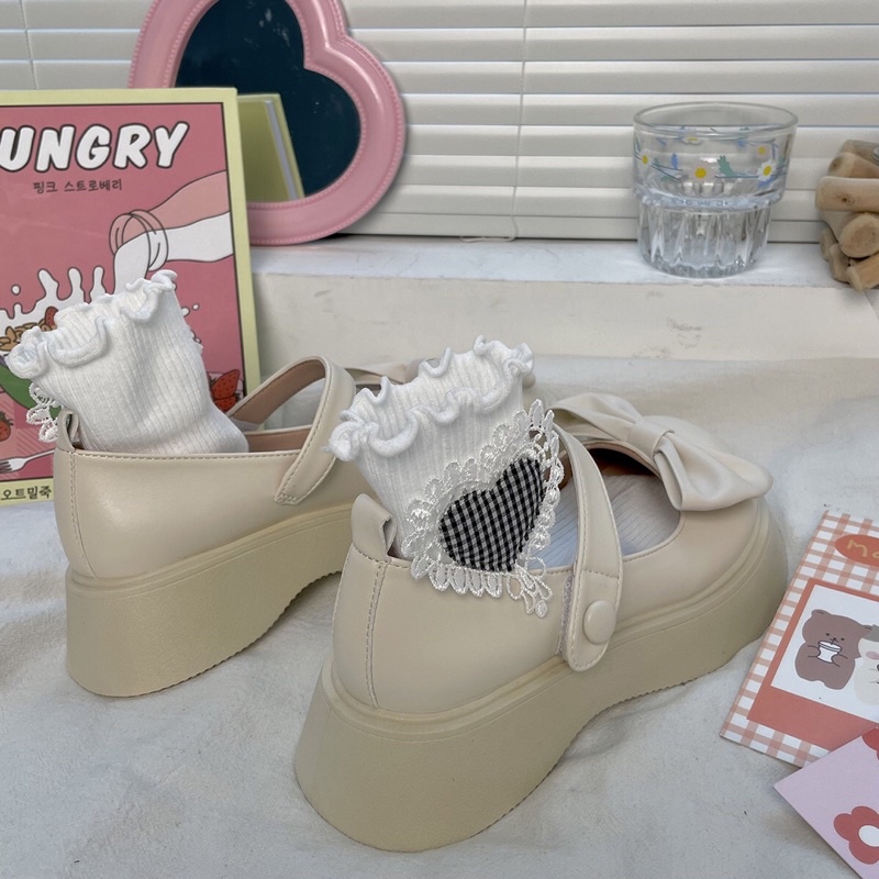 Giày lolita nữ độn đế cao,Giày da ulzzang nữ phong cách Hàn Quốc LT16