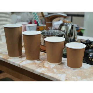 Cốc giấy 2 lớp Kraft 8OZ và 12OZ (Giá 50 cái)
