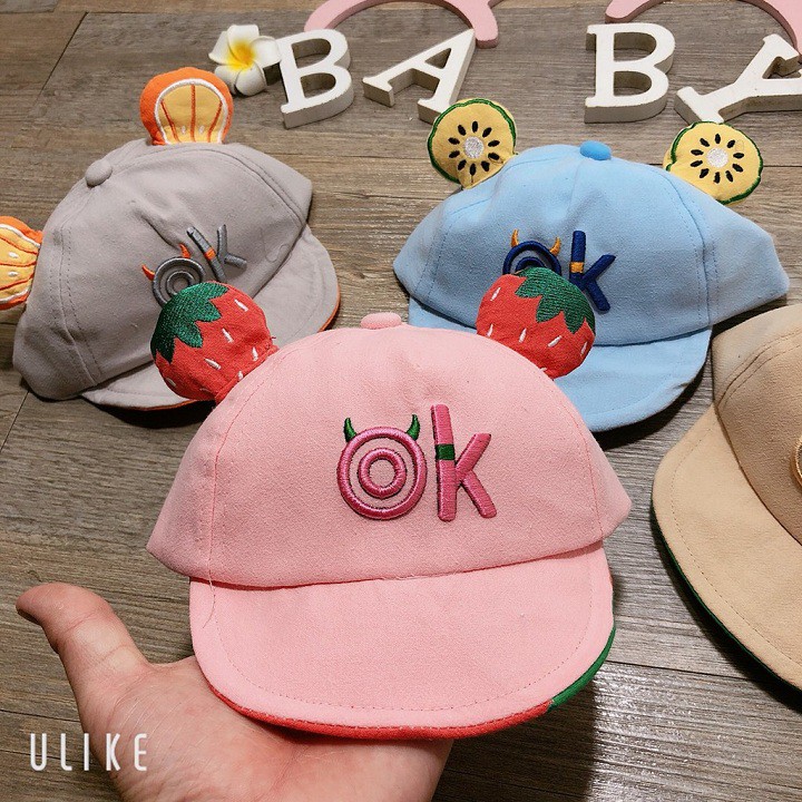 Mũ lưỡi trai hình hoa quả Ok cho bé