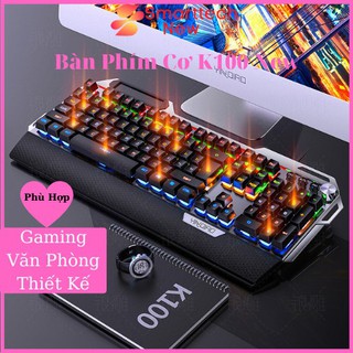 Bàn Phím Cơ Gaming K100 Full LED,Bàn Phím Máy Tính Có Dây Kê Tay Phím Cơ Gõ Cực Chất Cho Laptop Máy Tính PC