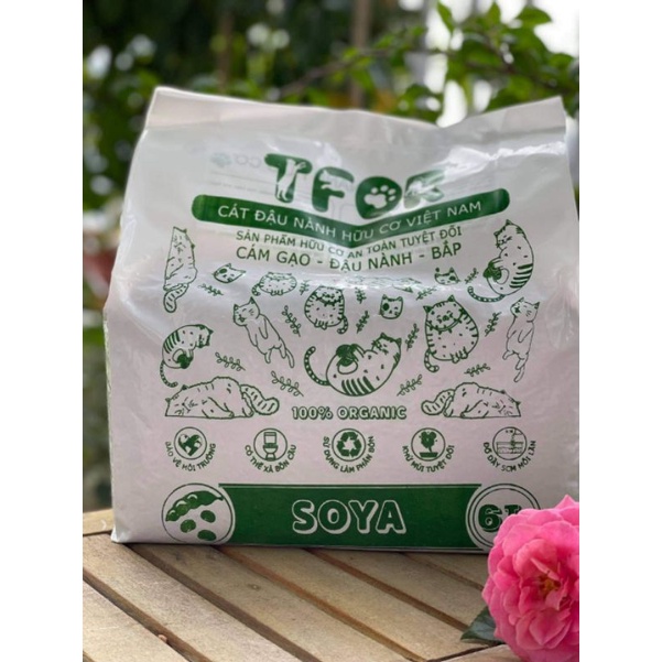 Cát đậu nành TFOR, Cát vệ sinh cho mèo hữu cơ xuất xứ Việt Nam xả được trong bồn cầu Túi 6L - Tpetshop