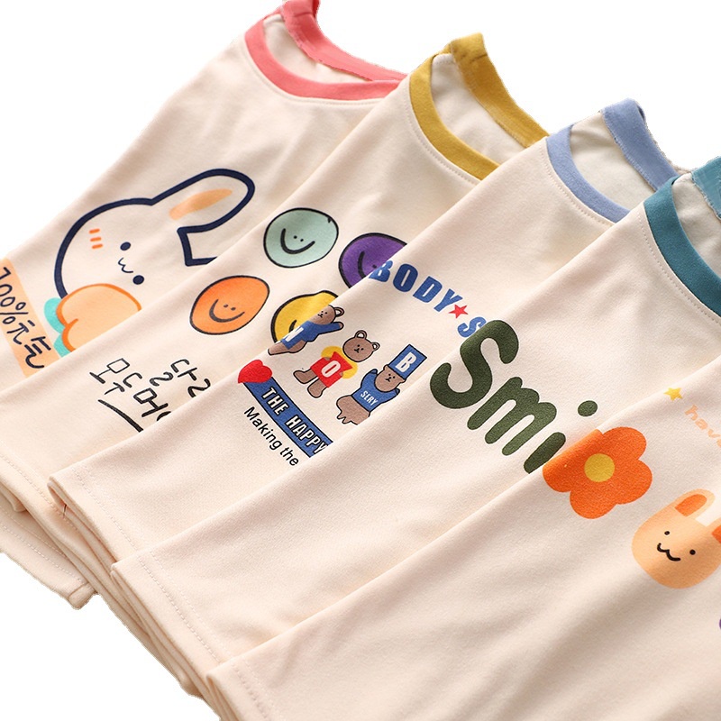 Áo thun IQ ANGEL tay dài in họa tiết hoạt hình giữ ấm dành cho bé trai gái tùy chọn màu sắc