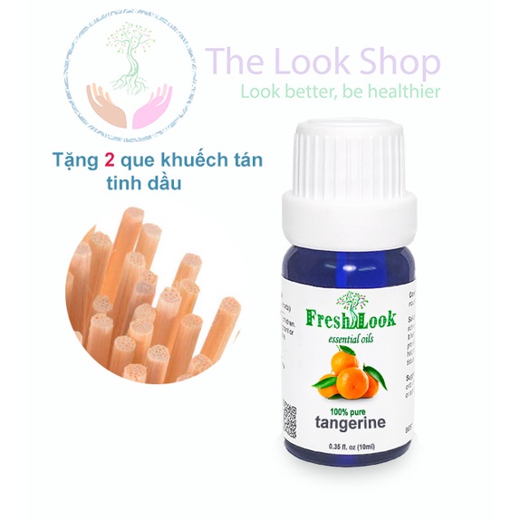 Bộ khuếch tán tinh dầu Vỏ quýt thiên nhiên Tangerine 10ml FreshLook- Hương thơm phòng, khử mùi ẩm mốc tủ áo, thư giãn