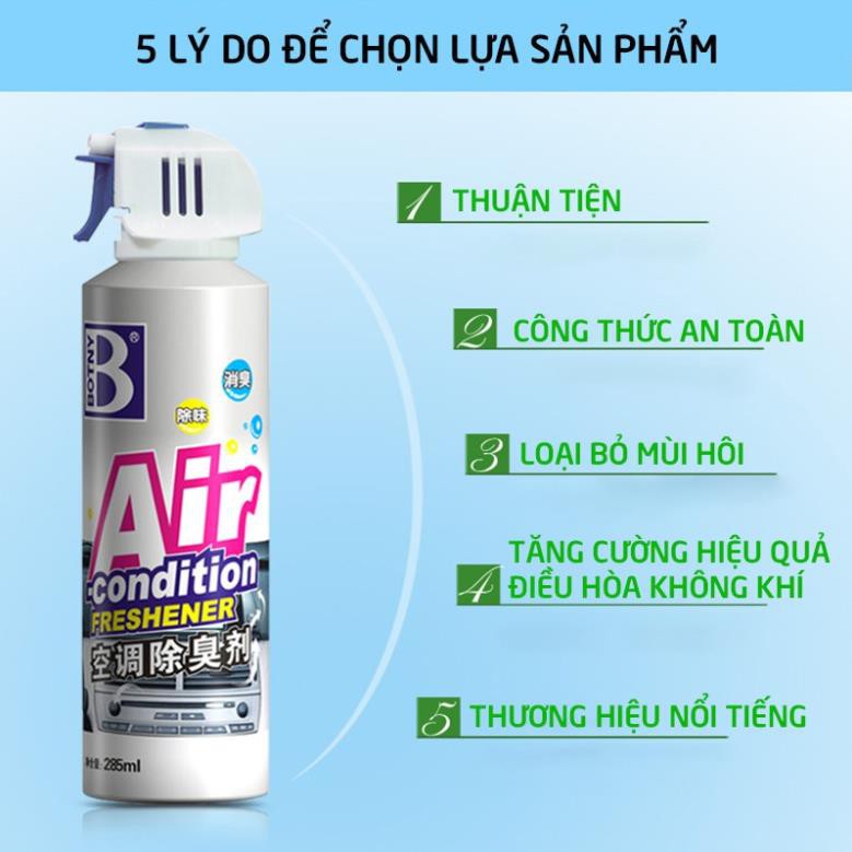 TKC BOTNY Air-condition Freshener 285ml,dung dịch vệ sinh điều hòa khử mùi bộ lọc cửa gió máy lạnh trên xe hơi_B-1725