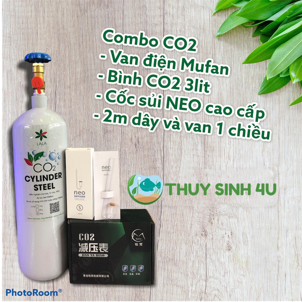 Combo bình CO2 van điện Mufan kèm sủi cao cấp siêu mịn
