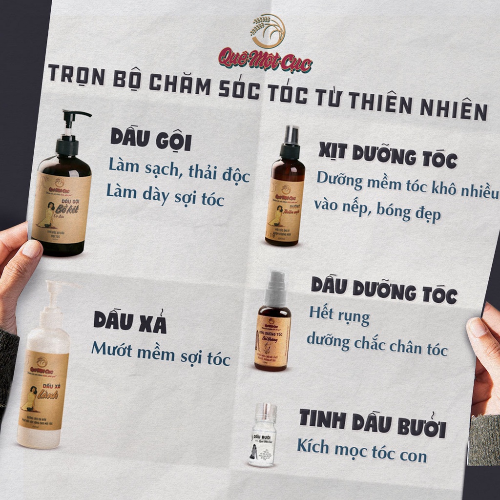 Dầu gội thảo dược ‍♀️ Dầu gội bồ kết thảo mộc dưỡng tóc QUÊ MỘT CỤC ngăn rụng tóc, sạch gàu 500ml