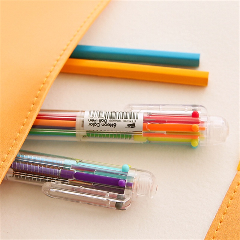 Bút Bi 6 Trong 1 Nhiều Màu Sắc/Xanh/Đen/Xanh Dương/Tím/Tím F703