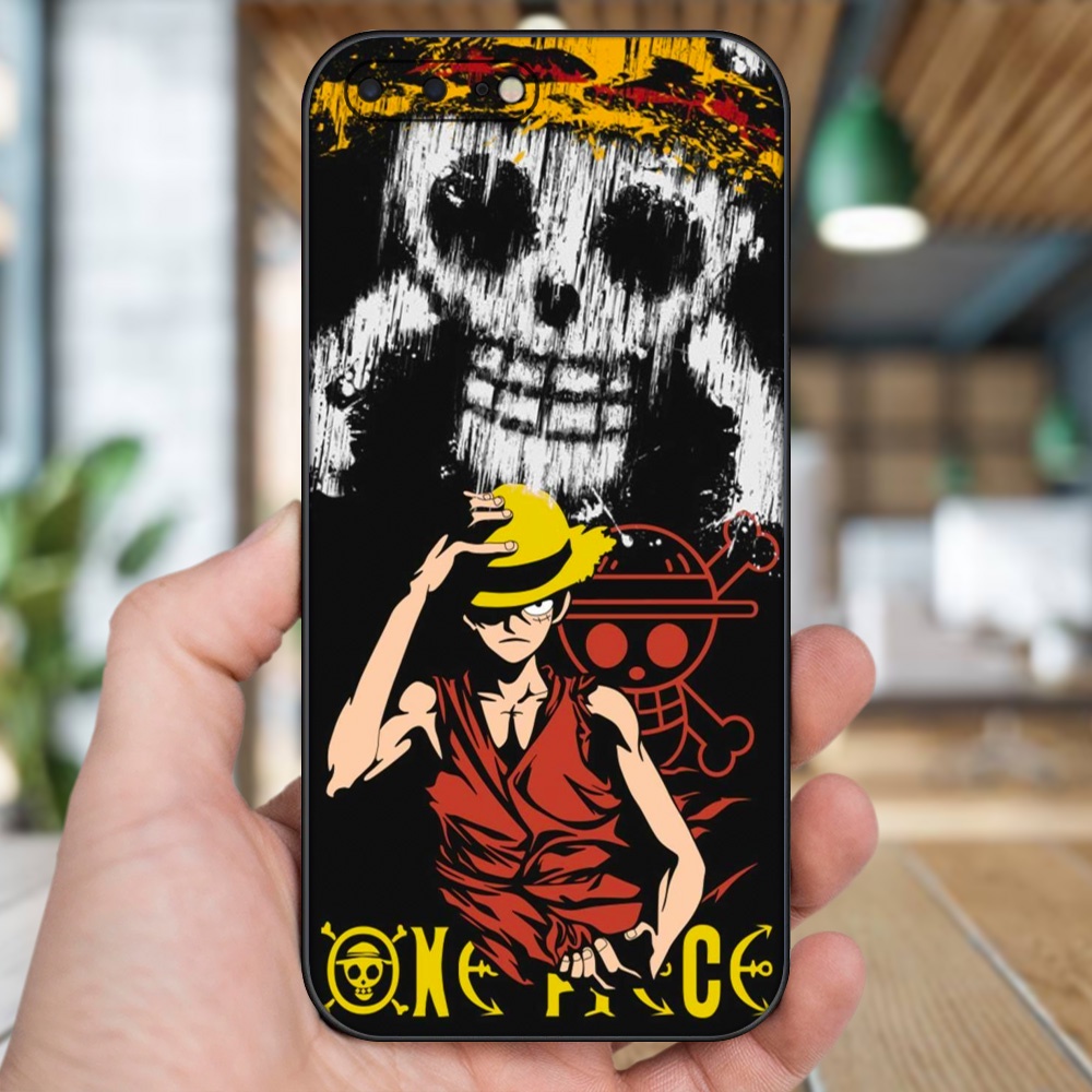 Ốp lưng iPhone 7 Plus, 8 Plus dẻo đen cạnh vuông in hình Luffy One Piece