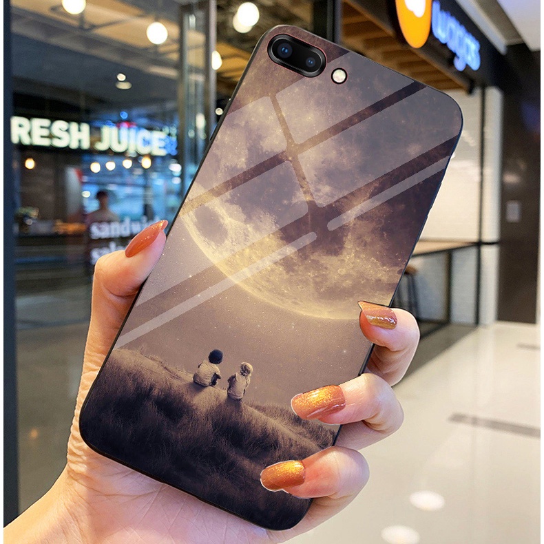 Ốp Lưng OPPO A3s, A12E, A5 Ốp kính bóng cao cấp Phi Hành Gia