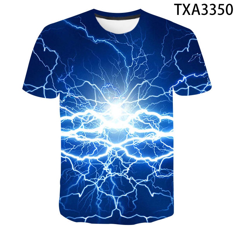 Áo Thun In Hình Sấm Sét 3D Thời Trang Đường Phố Cá Tính Cho Nam Nữ XS-3XL
