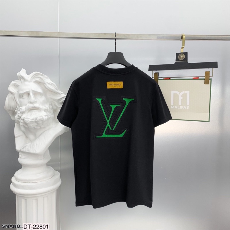 Áo Phông LV Nam Nữ Cao Cấp - Áo Thun Cộc Tay Chữ Lv Siêu Đẹp Chất Cotton Co Dãn 4 Chiều - Áo From Rộng