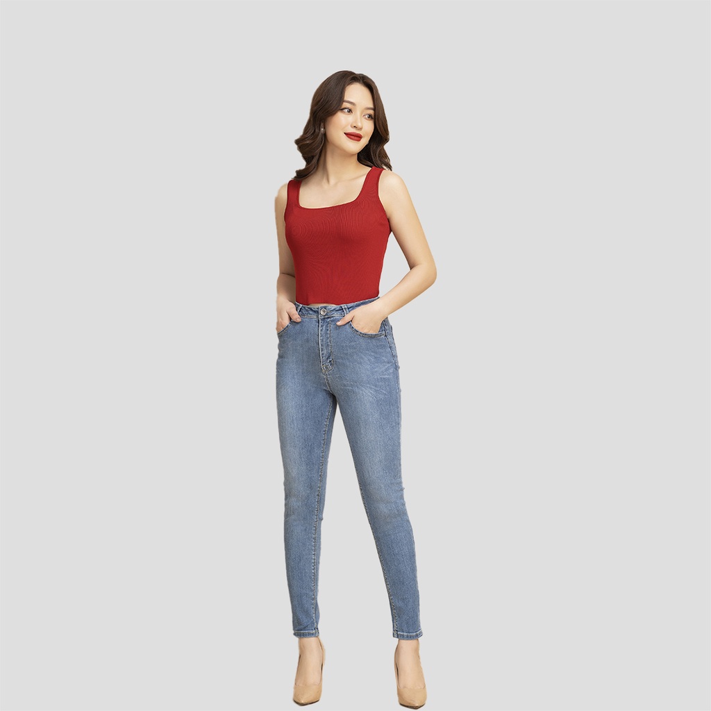 Quần jeans nữ ôm lưng cao ống bó Luperi dáng skinny cạp vừa trẻ trung from tôn dáng chất jean thun co giãn tốt LFQJ169