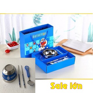 Bát doremon inox-bat an doremon ăn rặm cho be trai MÀU XANH