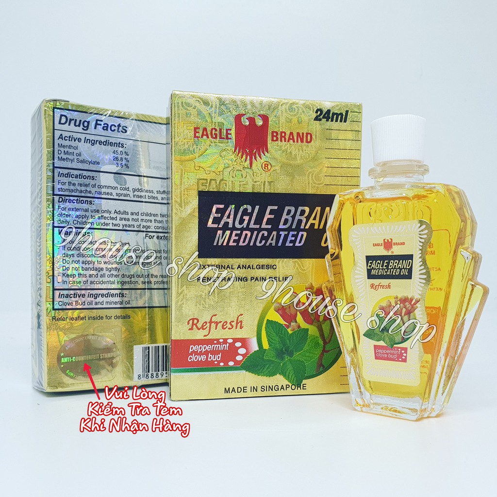 01 Dầu Con Ó VÀNG 24ML Eagle Brand Medicated Oil Refresh (Bạc Hà & Đinh Hương )