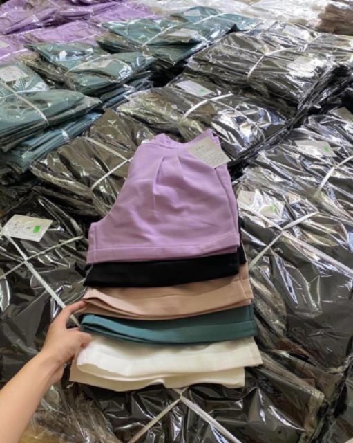 [AN MỘC] Quần Short đùi ống rộng lưng cao xếp ly nhiều màu cho nữ